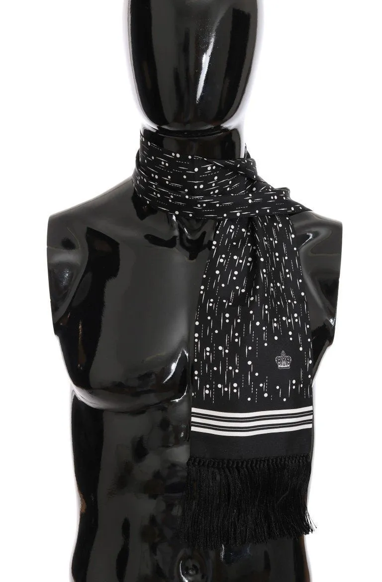 Black White Silk Scarf