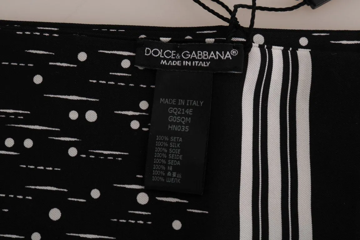 Black White Silk Scarf