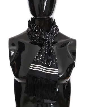 Black White Silk Scarf