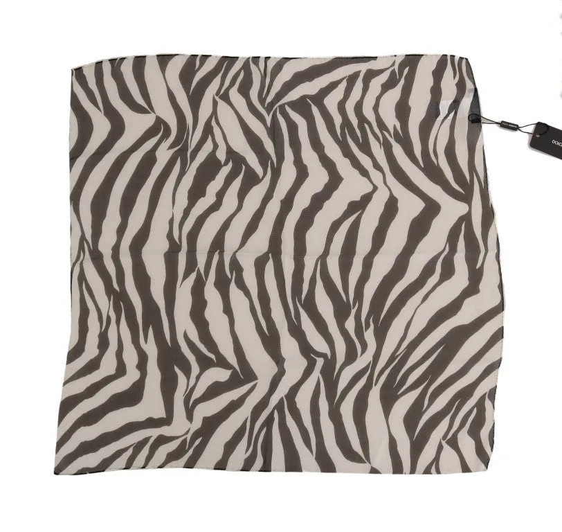 Black White Zebra Print Silk Scarf