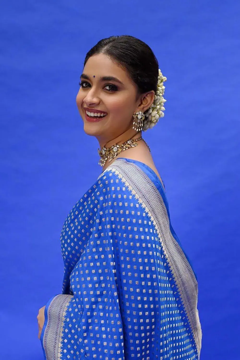 Blue Banarasi Silk Saree With Weaving Work