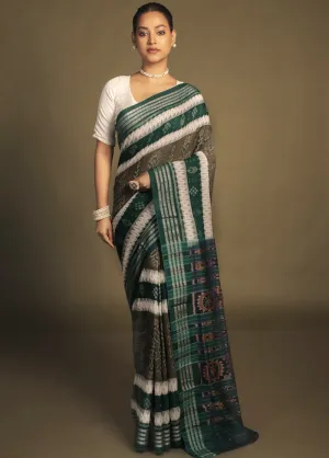 Blue Bomkai Silk Saree Without Blouse Piece