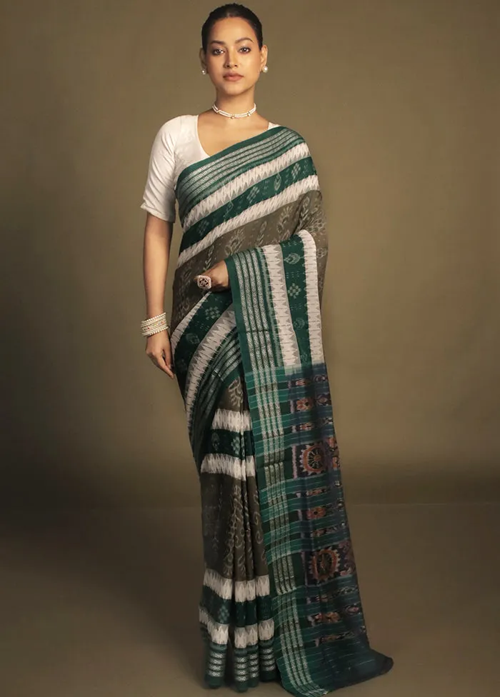 Blue Bomkai Silk Saree Without Blouse Piece