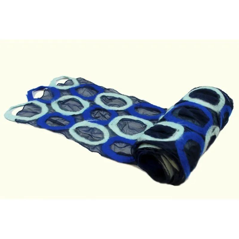 Blue Circle Felted Chiffon Scarves