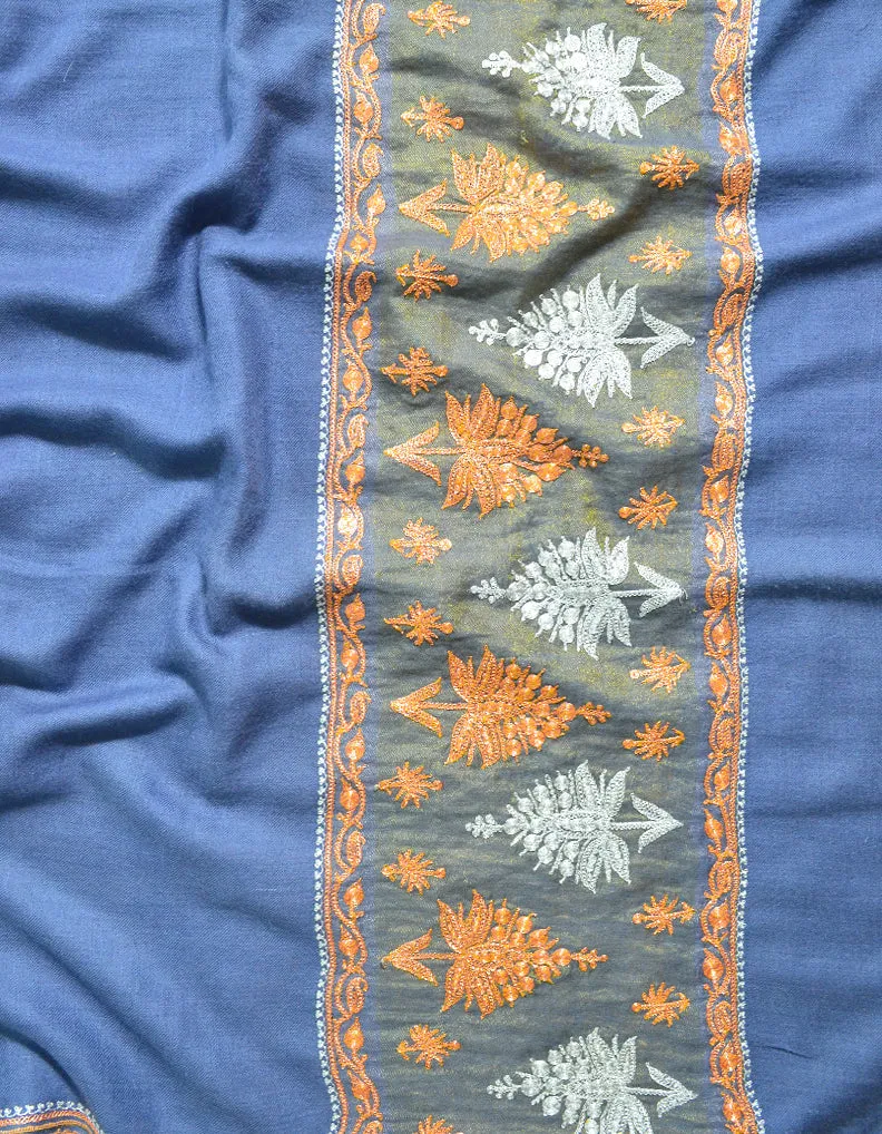 Blue Coloured Pashmina Shawl With Tilla 5831