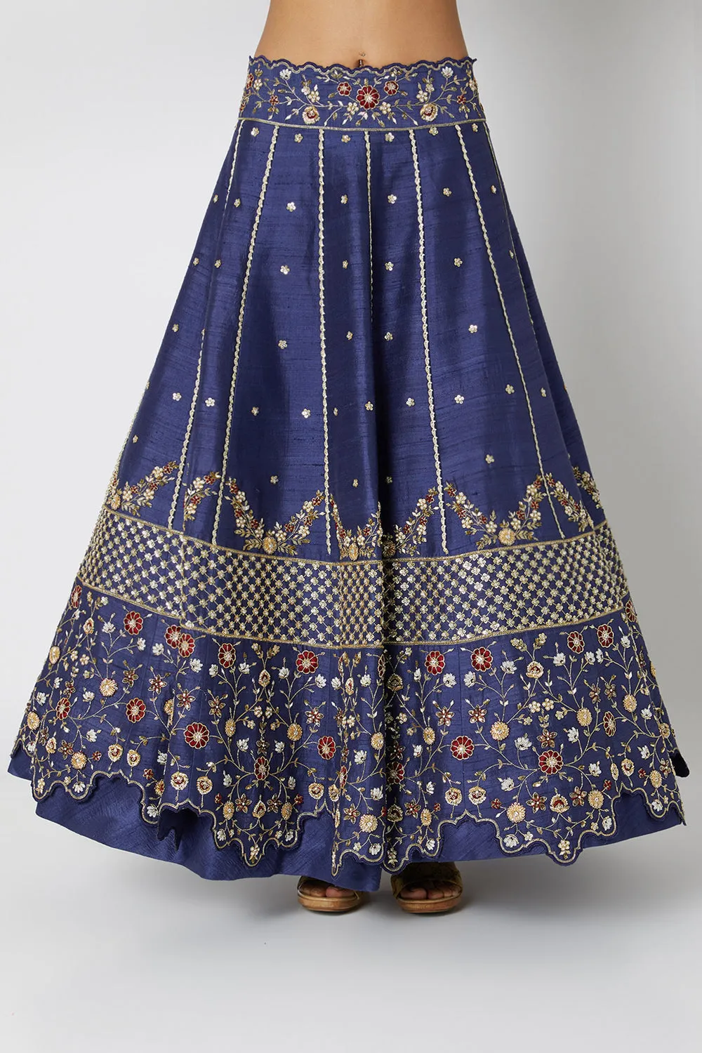 Blue Embroidered Lehenga Set