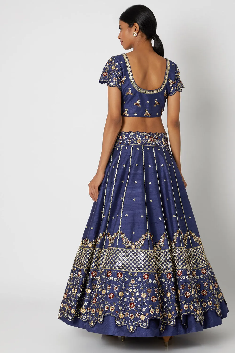 Blue Embroidered Lehenga Set