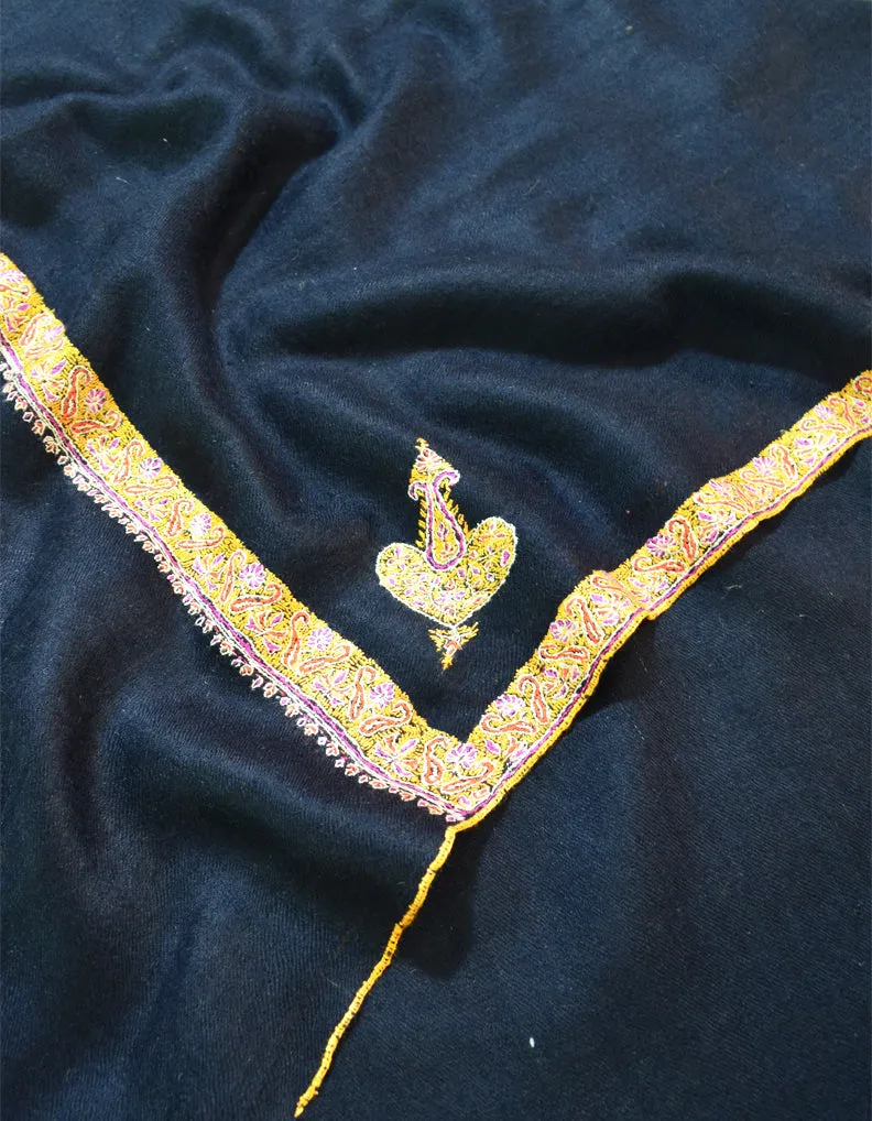 Blue Pashmina Shawl With Embroidery 5809