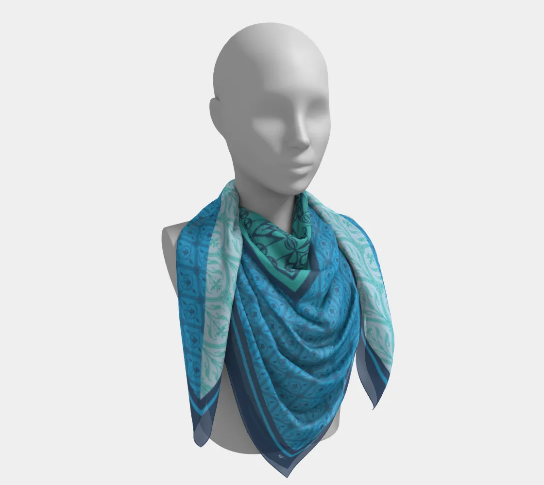 Blue Pattern on Pattern Scarf