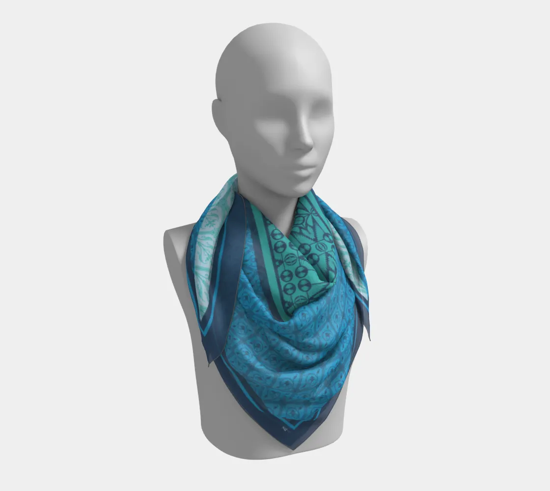 Blue Pattern on Pattern Scarf