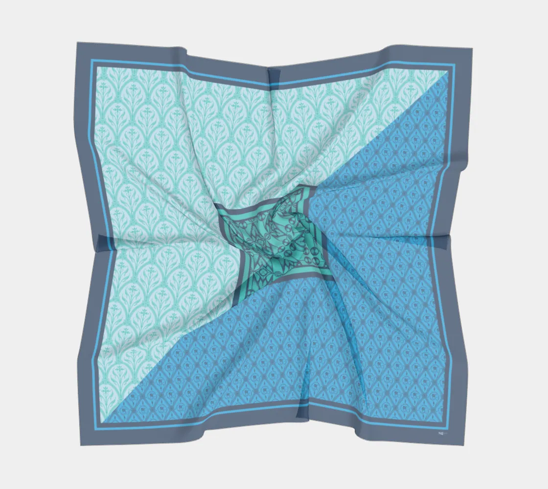 Blue Pattern on Pattern Scarf