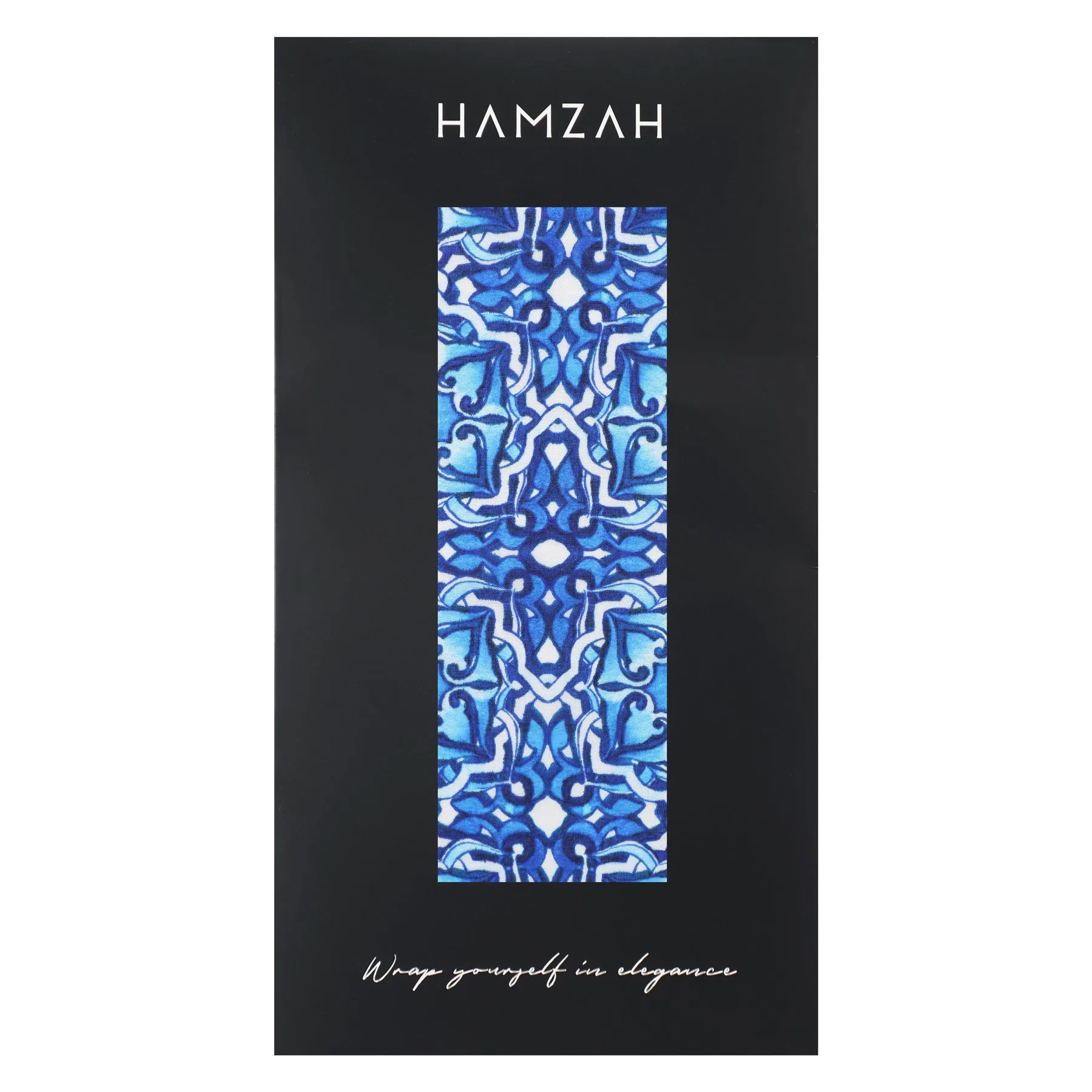 Blue Silk Scarf with Geometric Print Farah