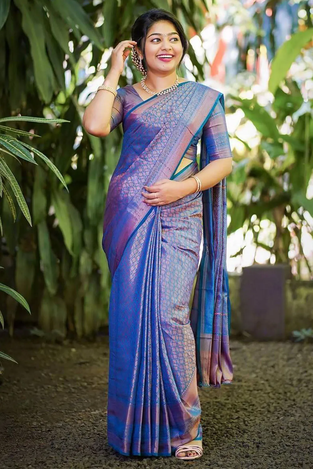 Blue Soft Silk Saree With Zari Weaving Work