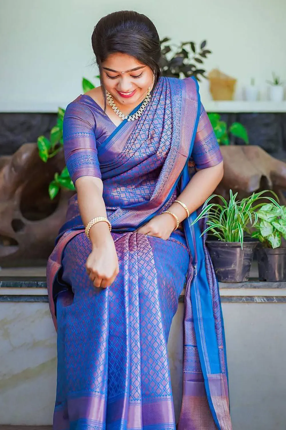 Blue Soft Silk Saree With Zari Weaving Work