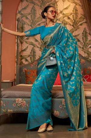 Blue Woven Silk Saree
