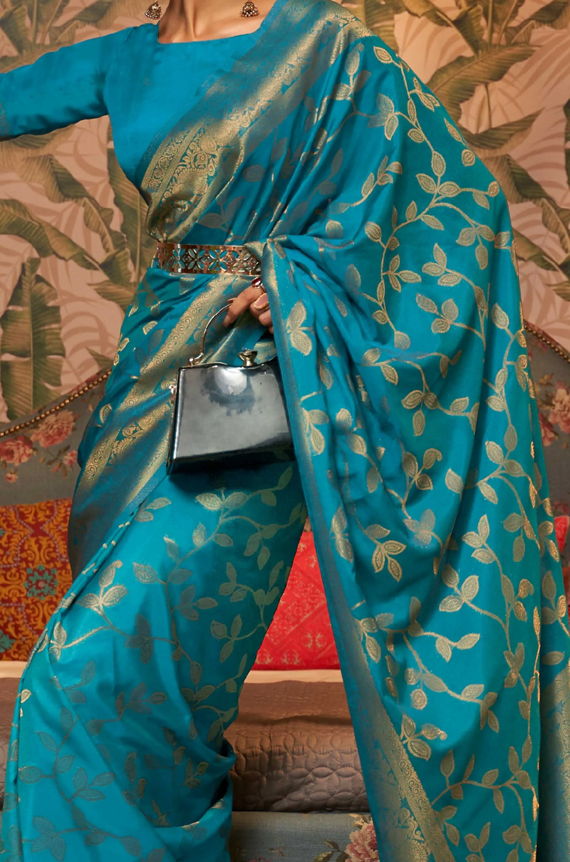 Blue Woven Silk Saree