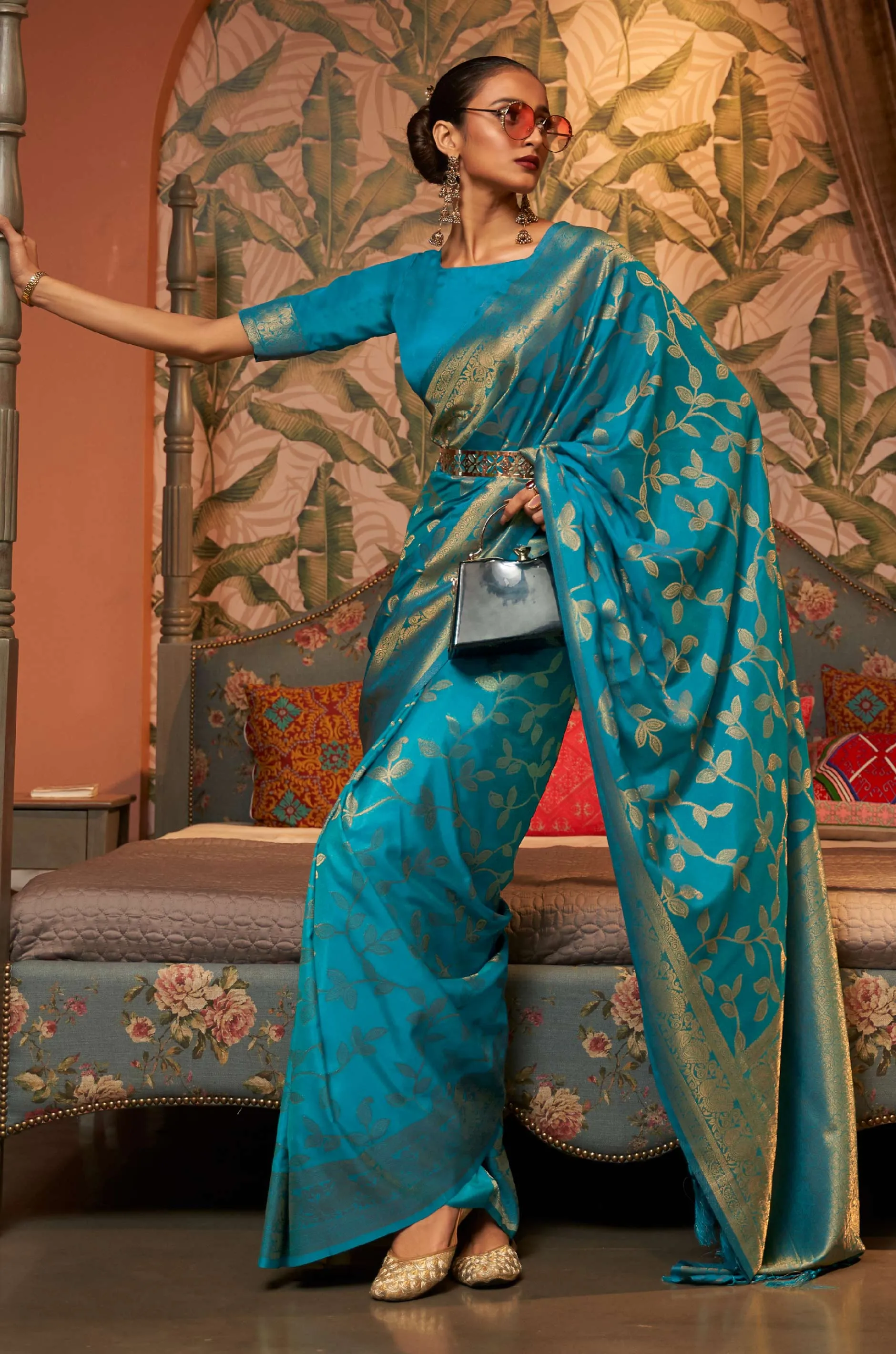 Blue Woven Silk Saree