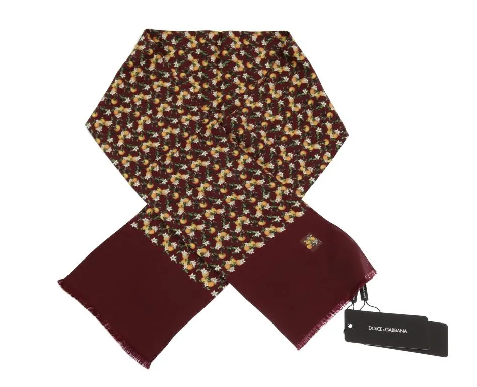 Bordeaux Silk Orange Print Scarf