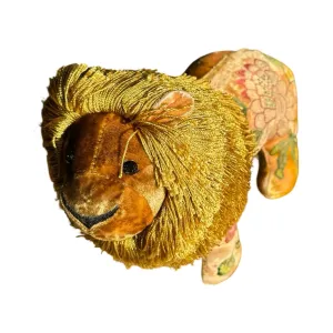 BOUQUET Hand Embroidered on Silk Velvet Shaded Yellow Lion