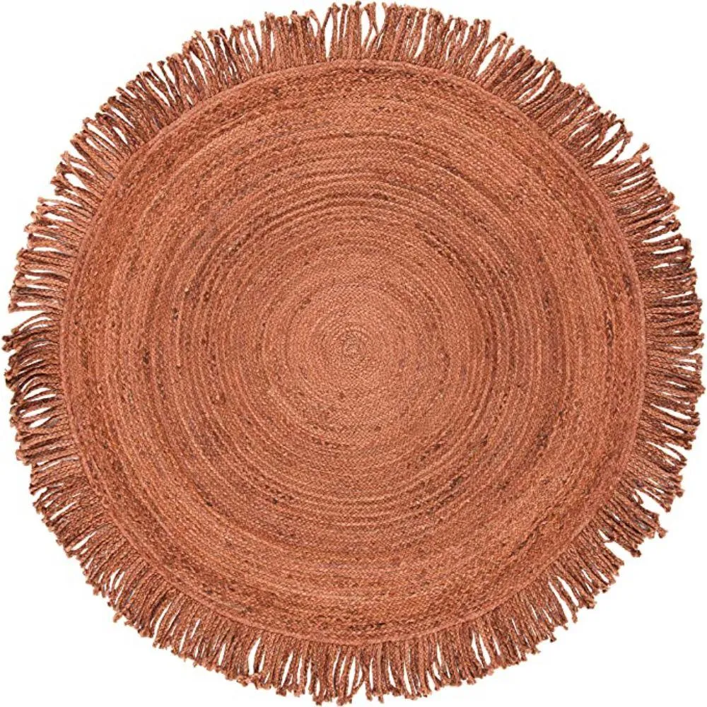 Braided Round Handmade Premium Jute Fringe Area Rug