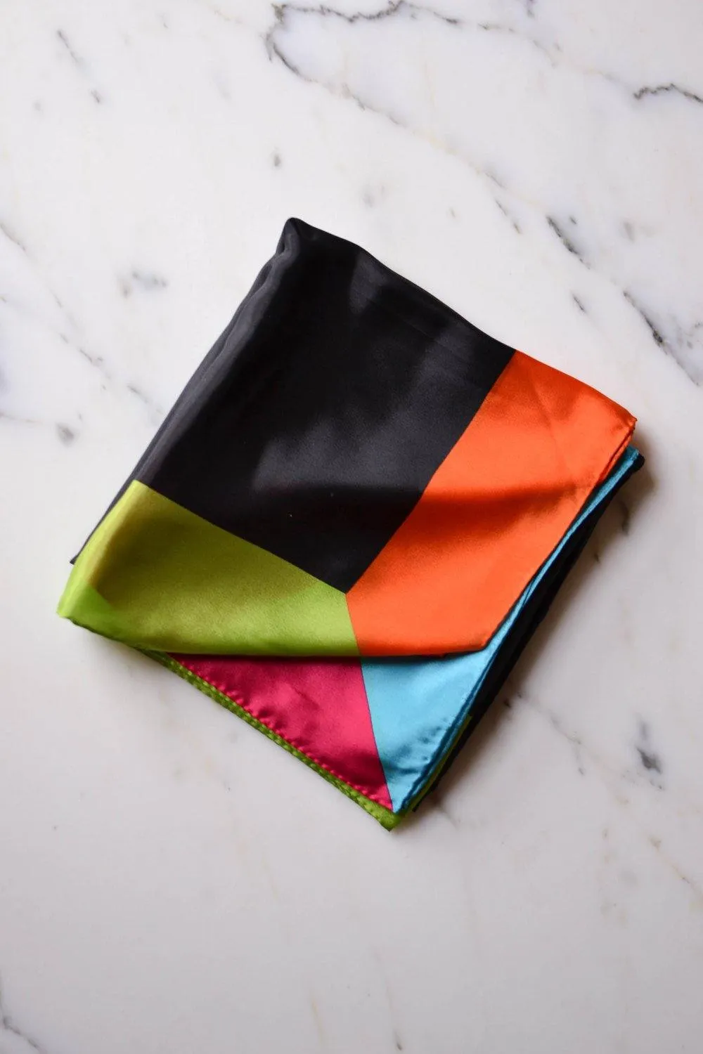 Bright Color Block Silk Scarf