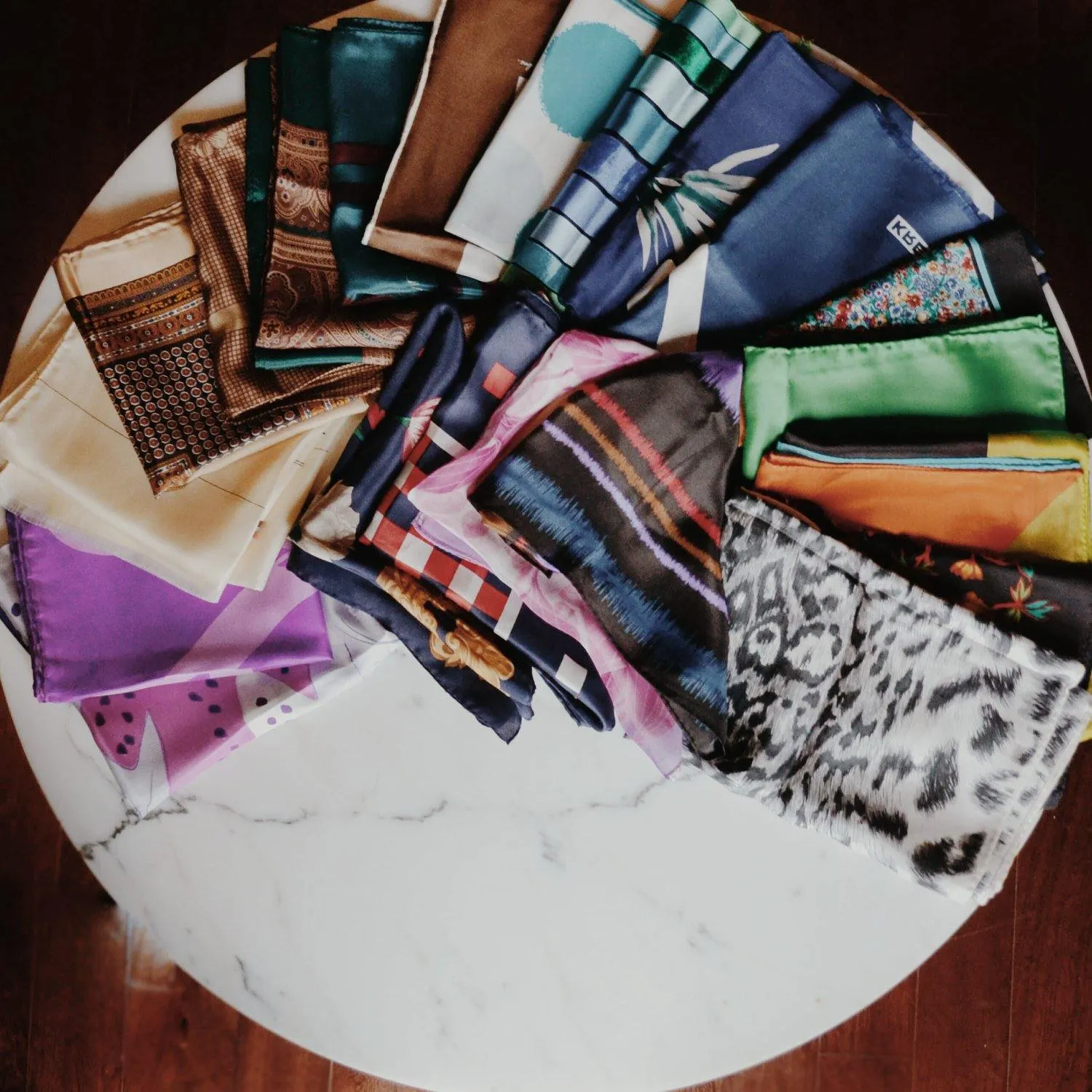 Bright Color Block Silk Scarf