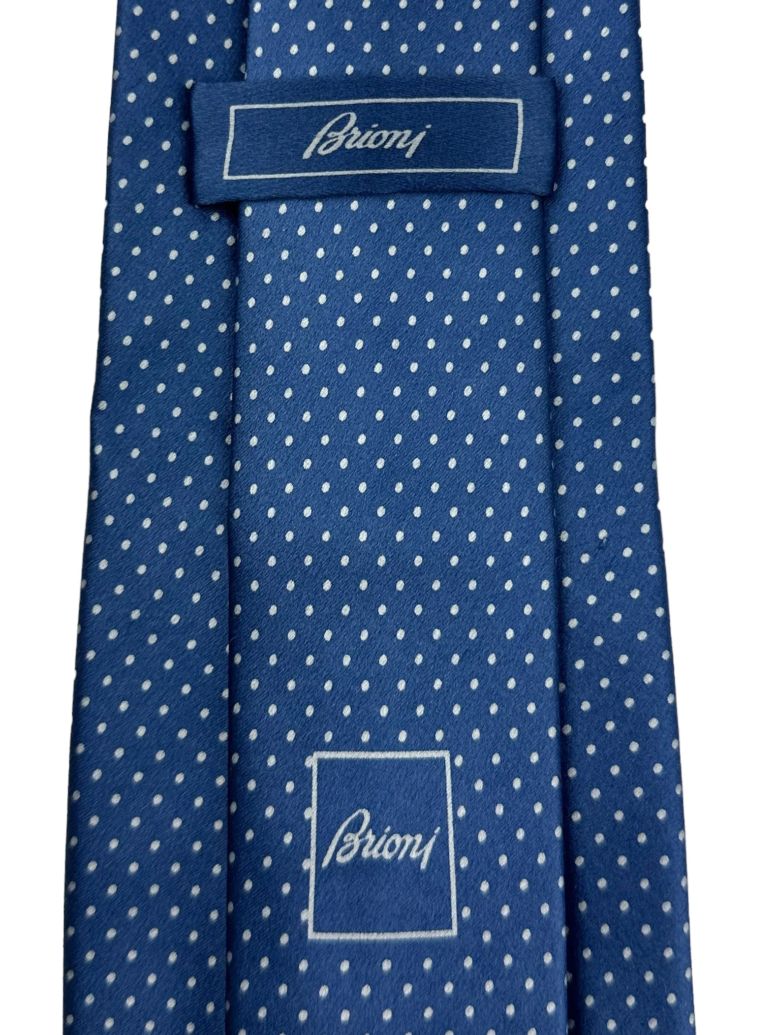 Brioni Blue Polka Dot Silk Tie
