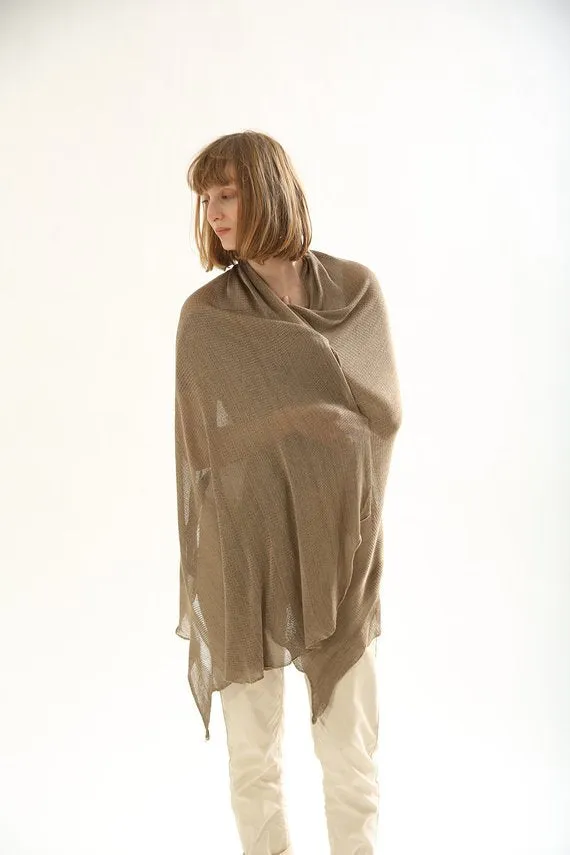 Brown Dark Taupe knitting scarf ,knitted shawl