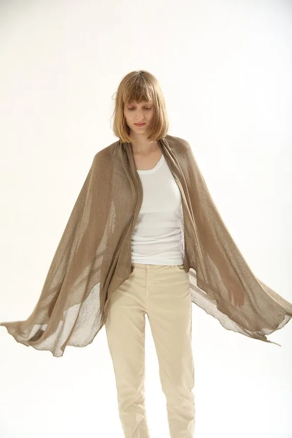 Brown Dark Taupe knitting scarf ,knitted shawl