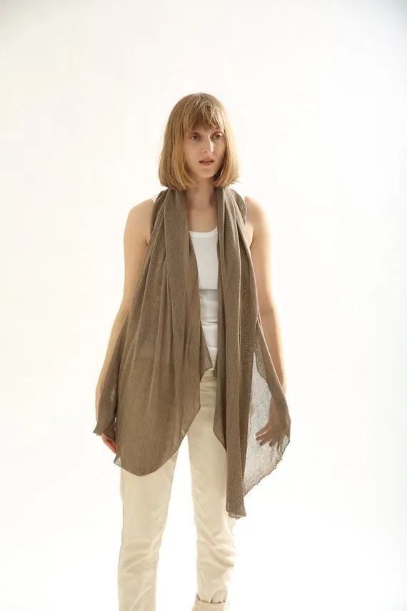 Brown Dark Taupe knitting scarf ,knitted shawl
