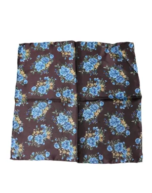 Brown Floral Fantasy Silk Handkerchief Scarf