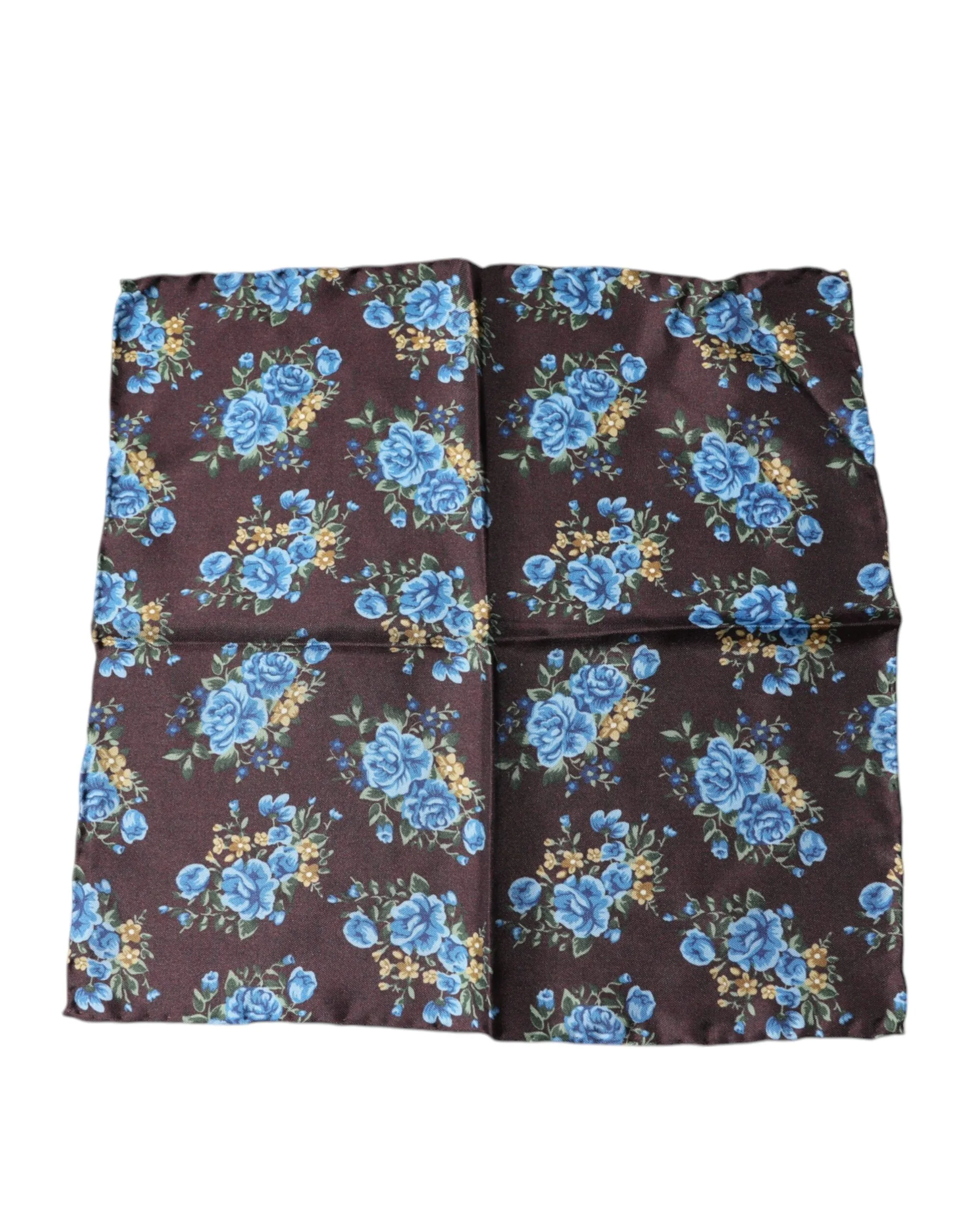 Brown Floral Fantasy Silk Handkerchief Scarf