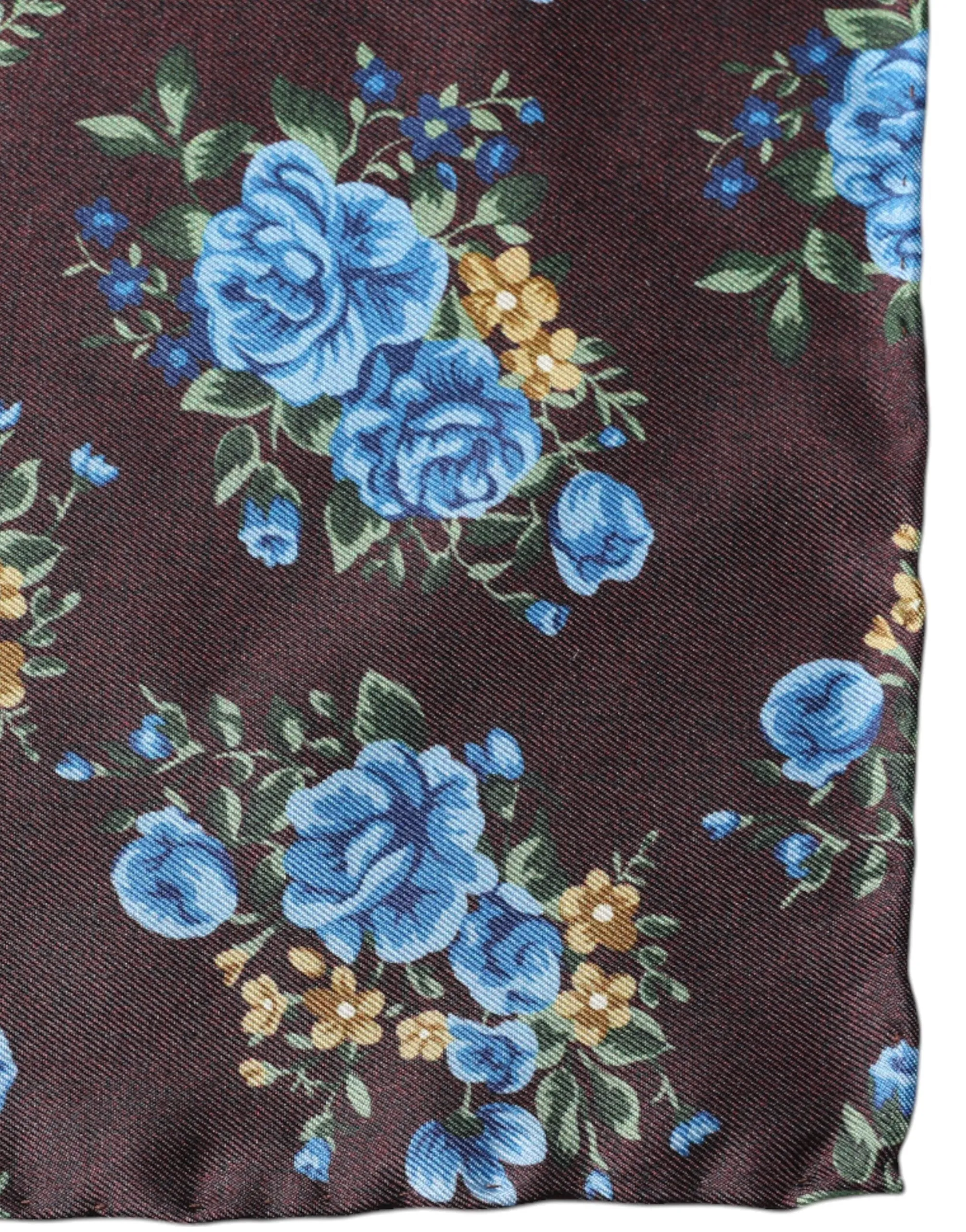 Brown Floral Fantasy Silk Handkerchief Scarf