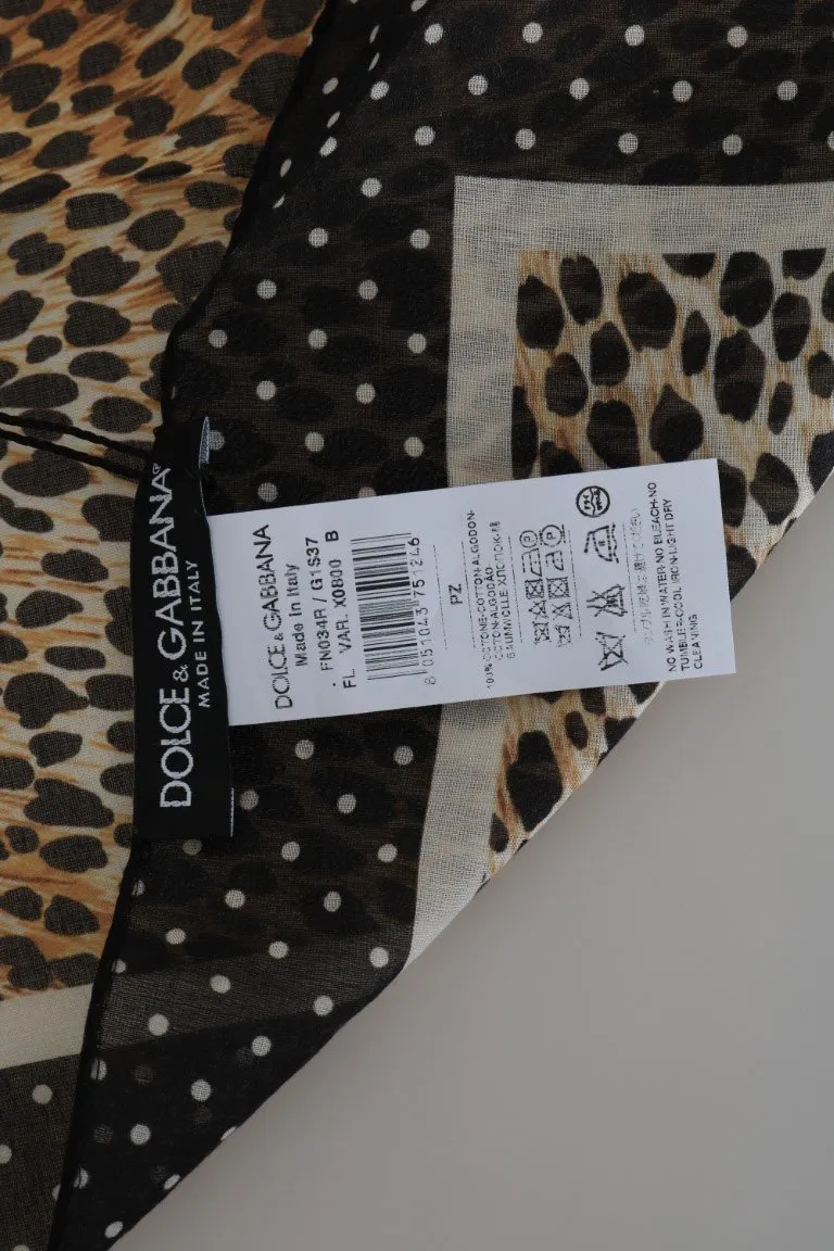 Brown Leopard Print Cotton Square Scarf