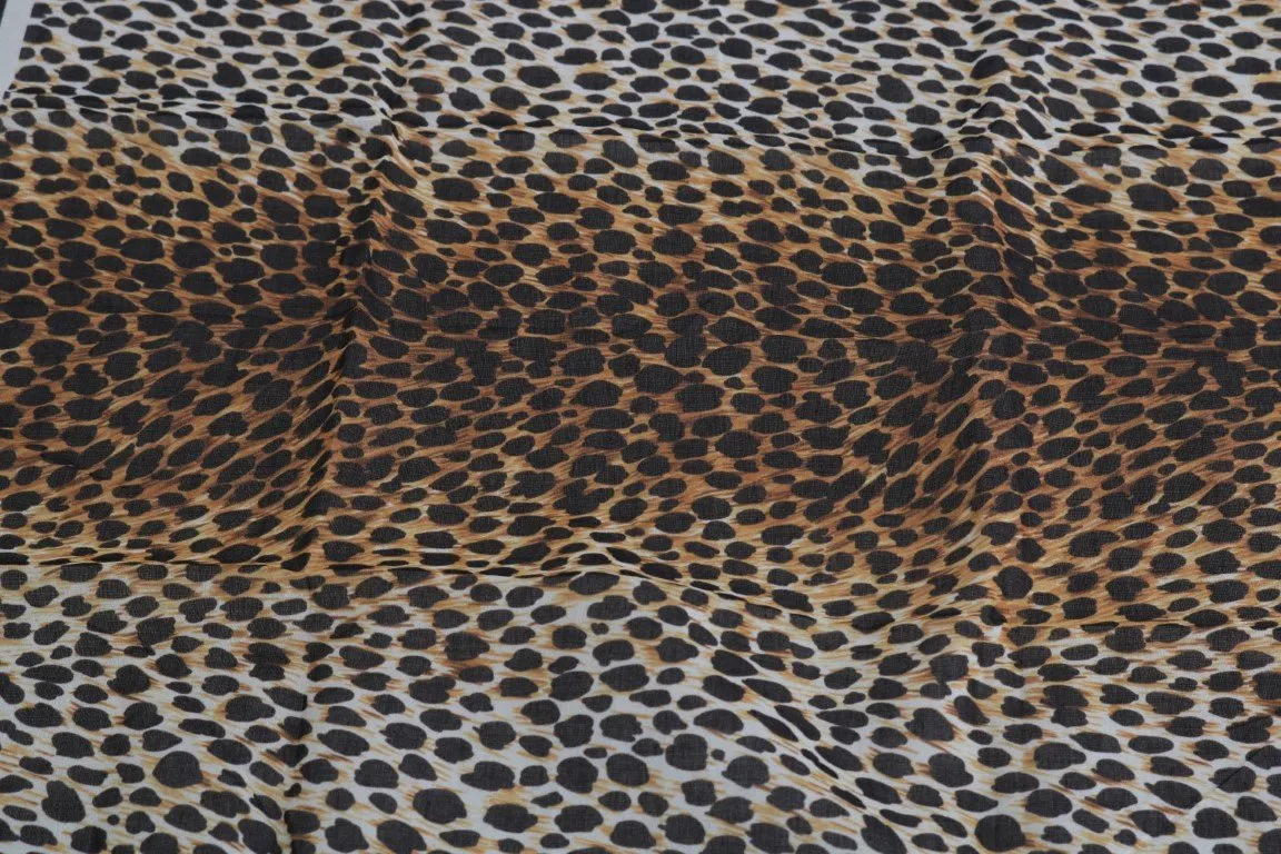 Brown Leopard Print Cotton Square Scarf