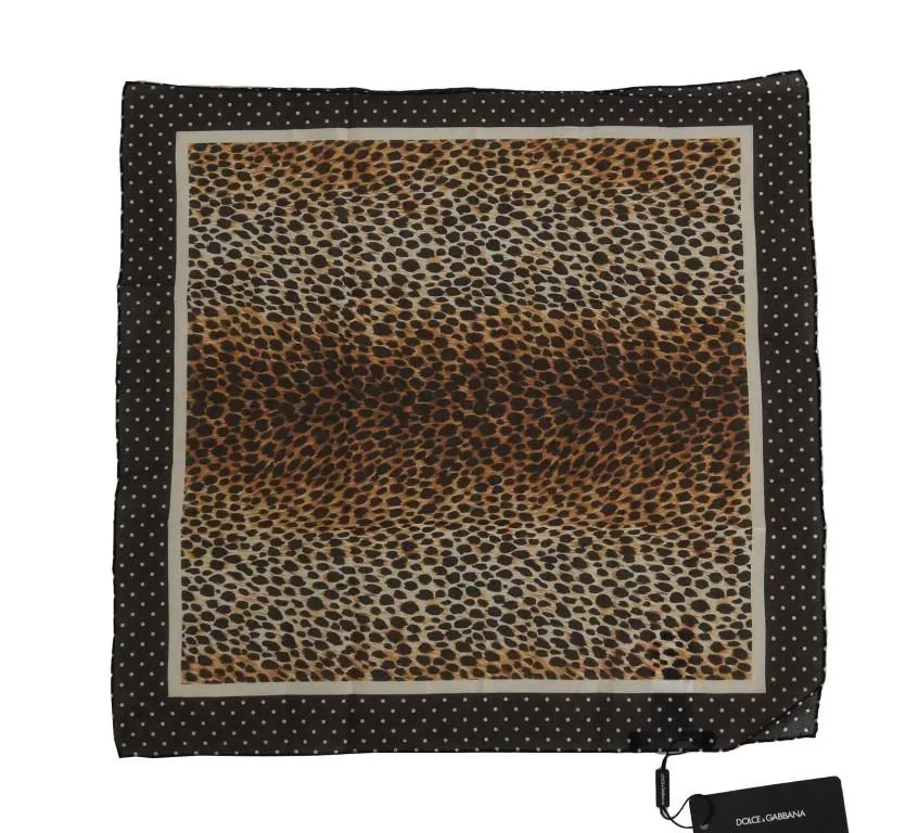 Brown Leopard Print Cotton Square Scarf