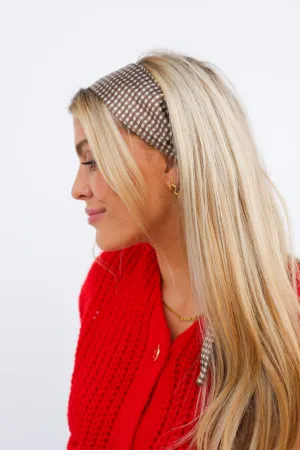 BROWN PLAID HAIR SCARF