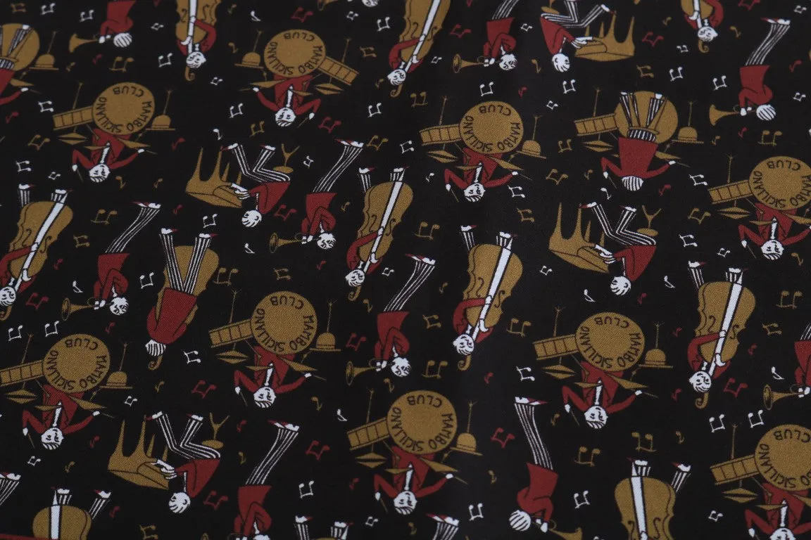 Brown Silk Music Print Scarf