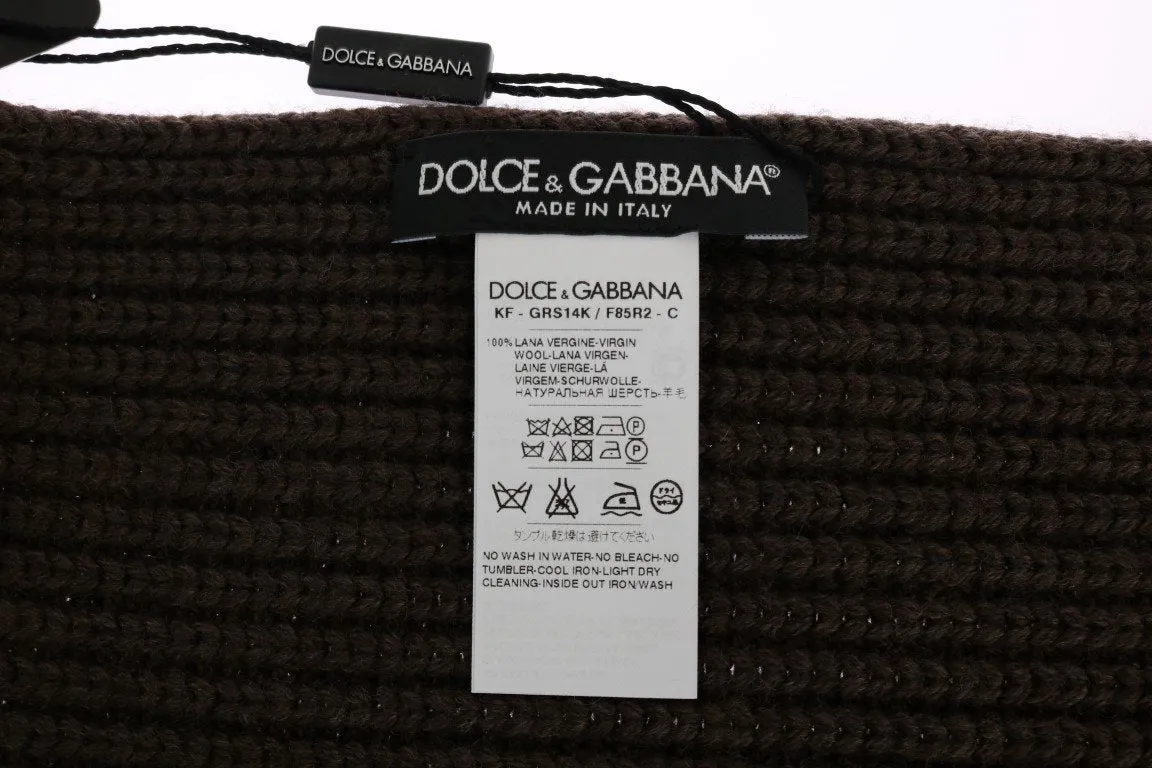 Brown Wool Knitted Scarf