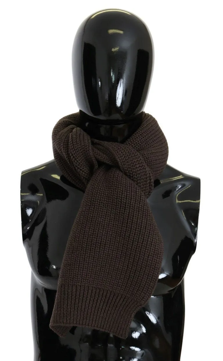 Brown Wool Knitted Scarf