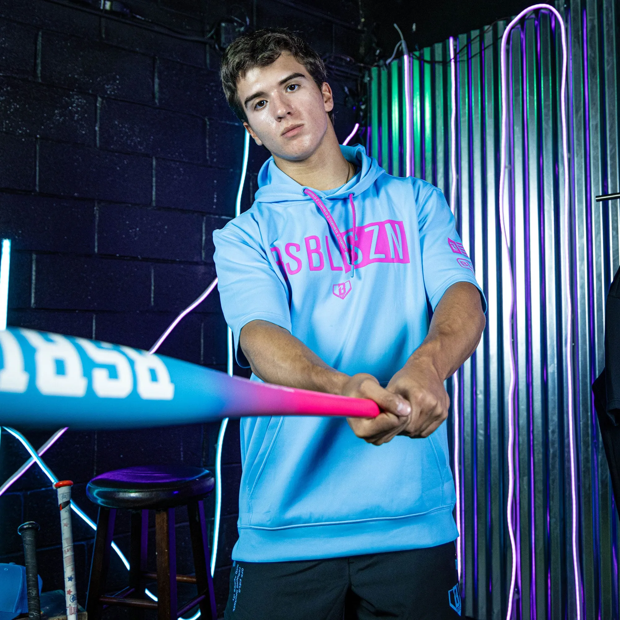 BSBL-SZN Short Sleeve Hoodie V3 - Cotton Candy Blue