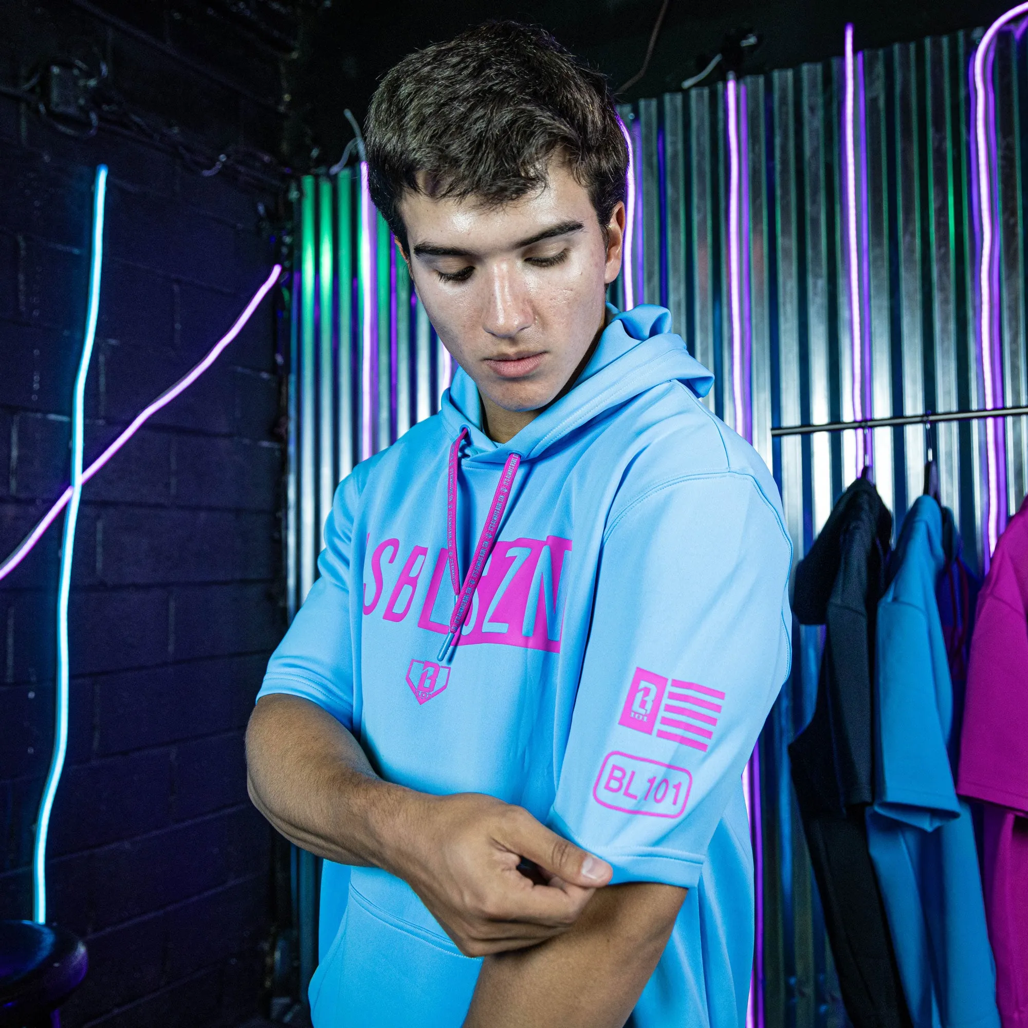 BSBL-SZN Short Sleeve Hoodie V3 - Cotton Candy Blue