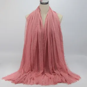 bubble plain scarf/cotton scarf fringes women soft solid hijab popular muffler shawls big pashmina wrap hijab scarves 55 colors