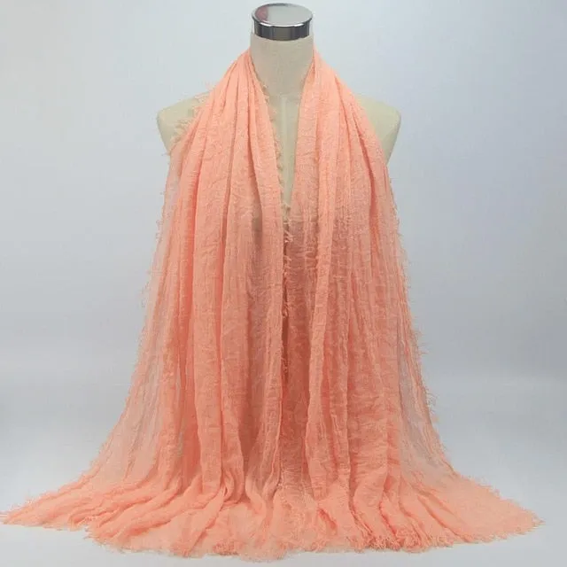 bubble plain scarf/cotton scarf fringes women soft solid hijab popular muffler shawls big pashmina wrap hijab scarves 55 colors