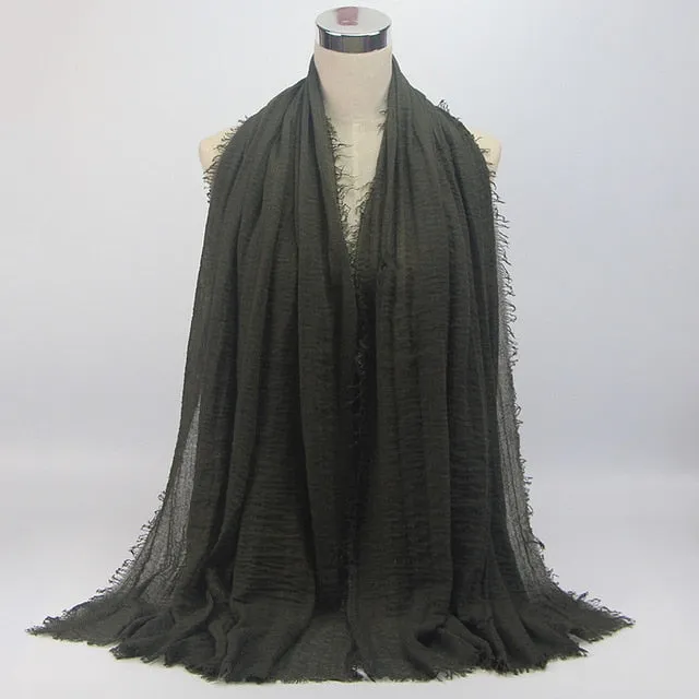 bubble plain scarf/cotton scarf fringes women soft solid hijab popular muffler shawls big pashmina wrap hijab scarves 55 colors