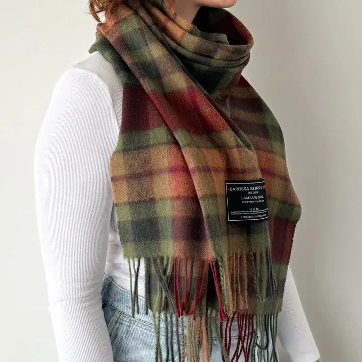 Buchanan Autumn Scottish Tartan Lambswool Wide Scarf