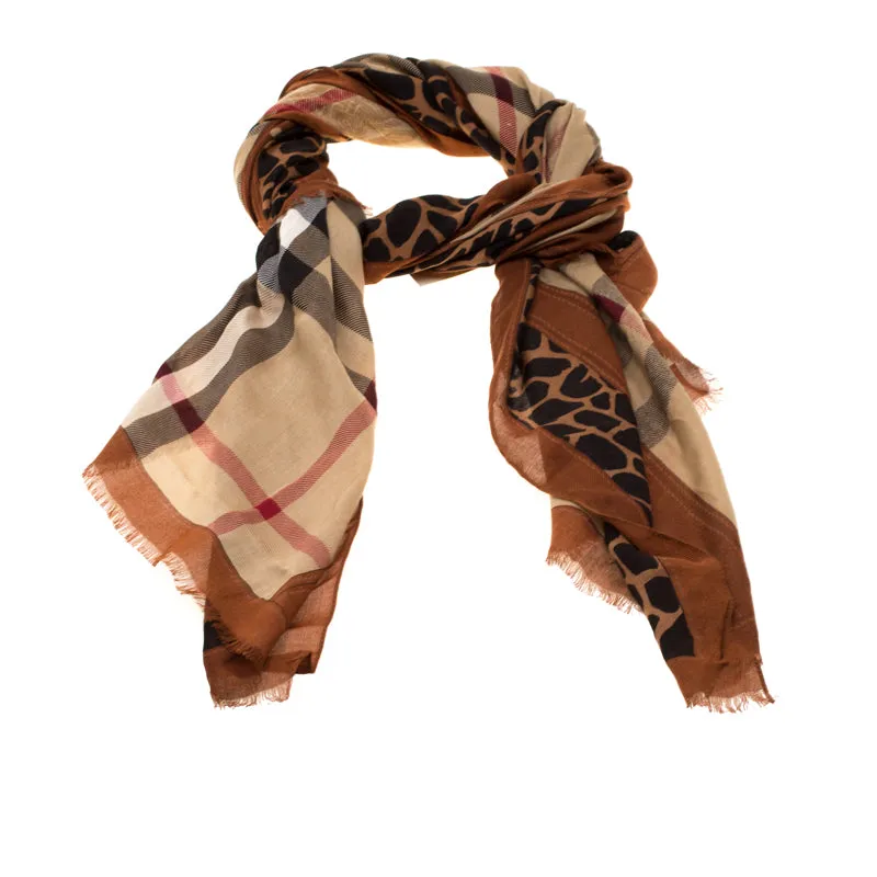 Burberry Haymarket Girrafe Print Scarf