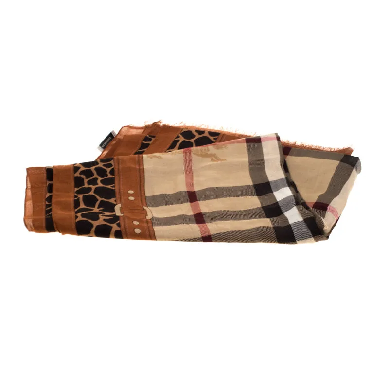 Burberry Haymarket Girrafe Print Scarf