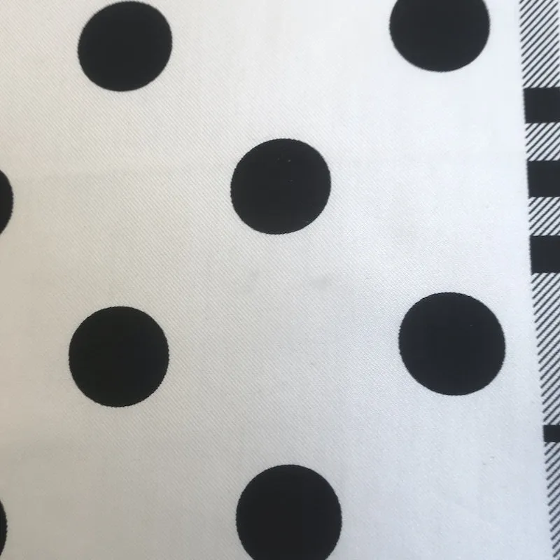 Burberry Polka Dot & Check Print Square Scarf Cream/Black Silk 18" X 18"