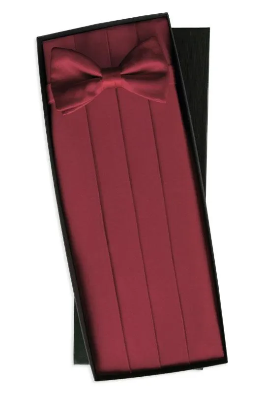 Burgundy Silk Cummerbund & Bow Tie Set